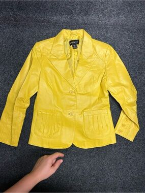 Vintage yellow leather blazer 10 modern folk layering jacket chic colorful bold